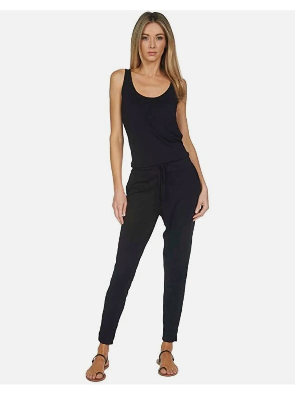 Michael Lauren Driscoll Black Tank Jumpsuit Stretch Scoop Jersey Knit S Small